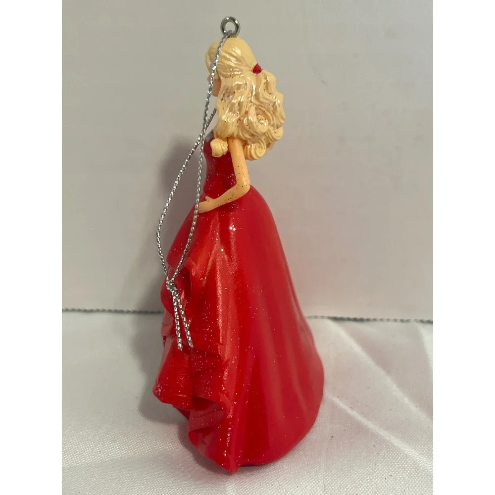 Mattel Barbie Holiday Christmas Ornament Red Silver Gown Blonde Glitter Figurine